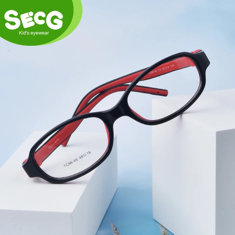 Secg Unisex Children's Full Rim Oval Silicone Titanium Eyeglasses 219648