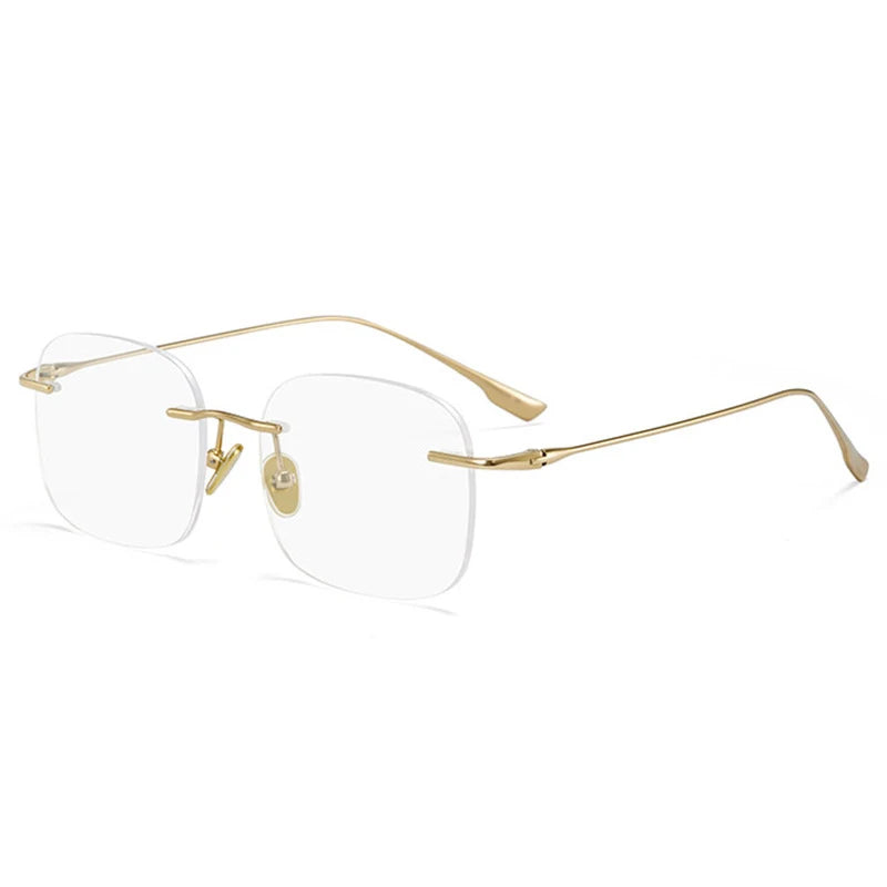 Handoer Men's Rimless Square Titanium Eyeglasses 99219 Rimless Handoer Gold  