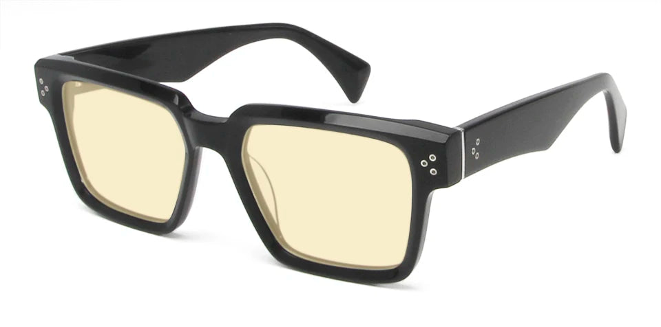 Esnbie Unisex Full Rim Square Brow Line Acetate Sunglasses 246041