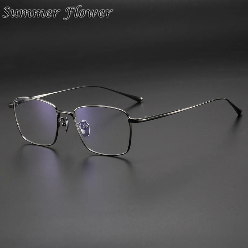 Summer Flower Men's Full Rim Polygon Square Titanium Eyeglasses 814040 Full Rim Summer Flower Gray