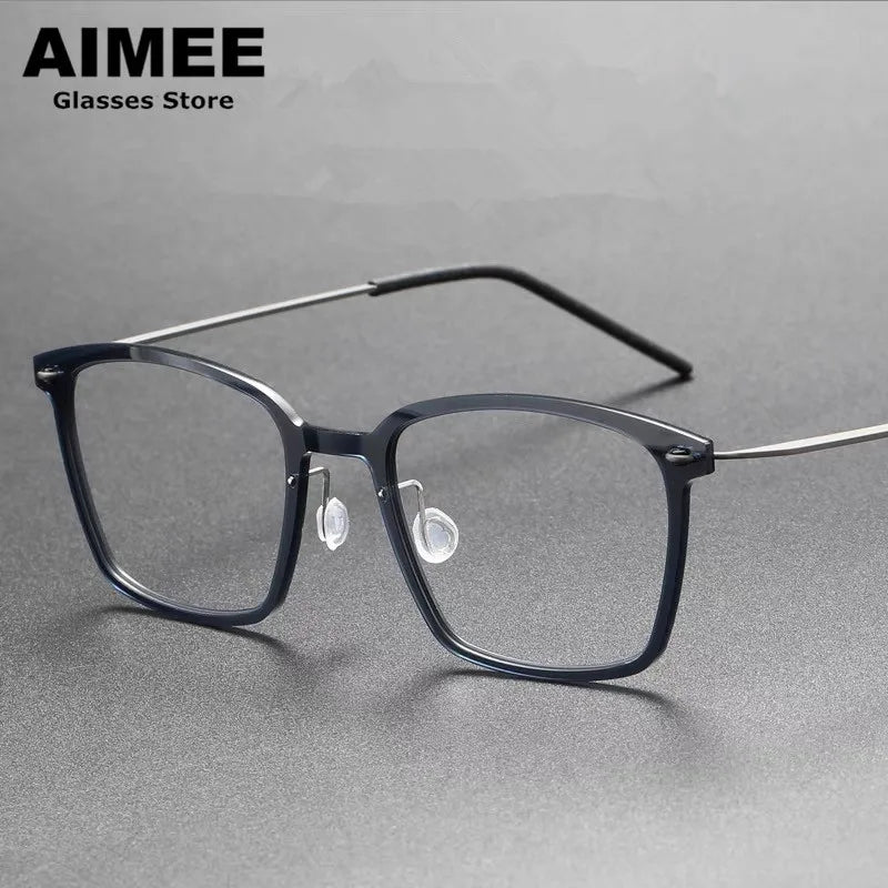 Aimee Men's Full Rim Square Screwless Titanium Eyeglasses 6536 Full Rim Aimee   