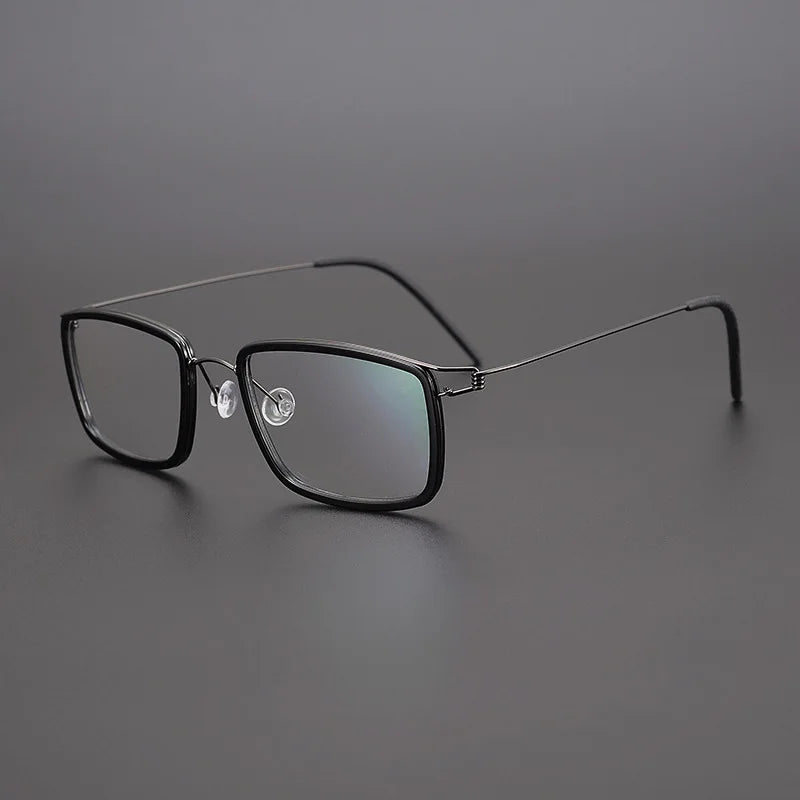 Black Mask Unisex Full Rim Rectangle Titanium Acetate Eyeglasses 5039 Full Rim Black Mask Black-Gray  