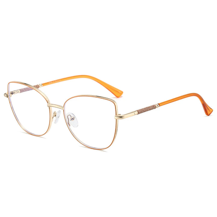 KatKani Women's Full Rim Square Cat Eye Alloy Eyeglasses 26073 Full Rim KatKani Eyeglasses Orange  