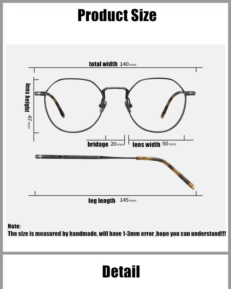 Aimee Unisex Full Rim Flat Top Round Titanium Eyeglasses 50140