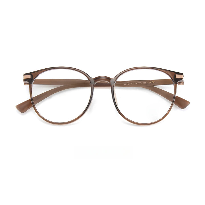 Yimaruili Unisex Full Rim Round Square Tr 90 Eyeglasses Y01151 Full Rim Yimaruili Eyeglasses Brown  