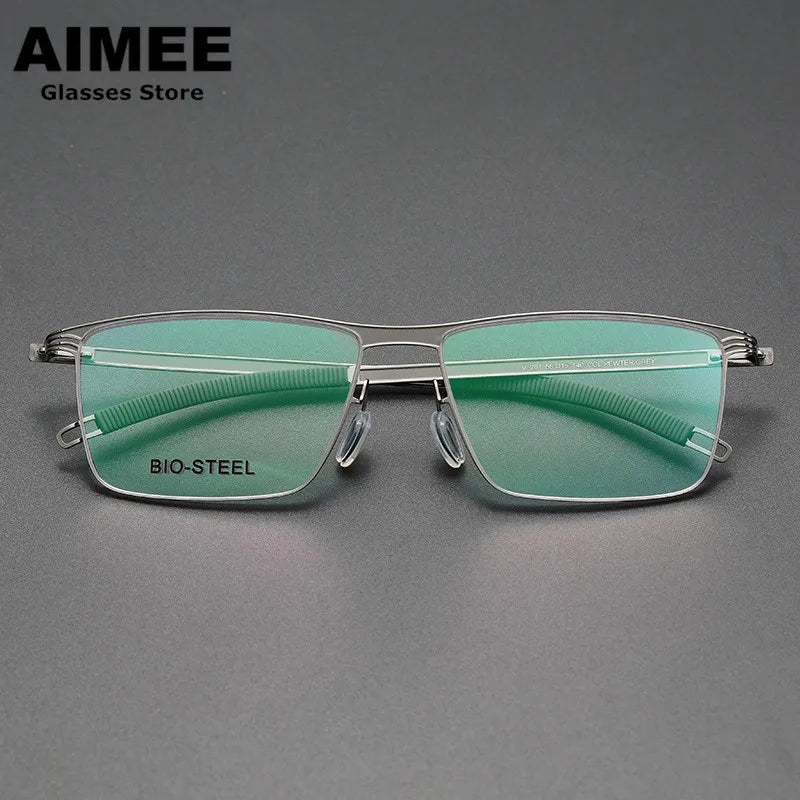 Aimee Unisex Full Rim Square Screwless Titanium Acetate Eyeglasses 22261 Full Rim Aimee Gun-Grey  