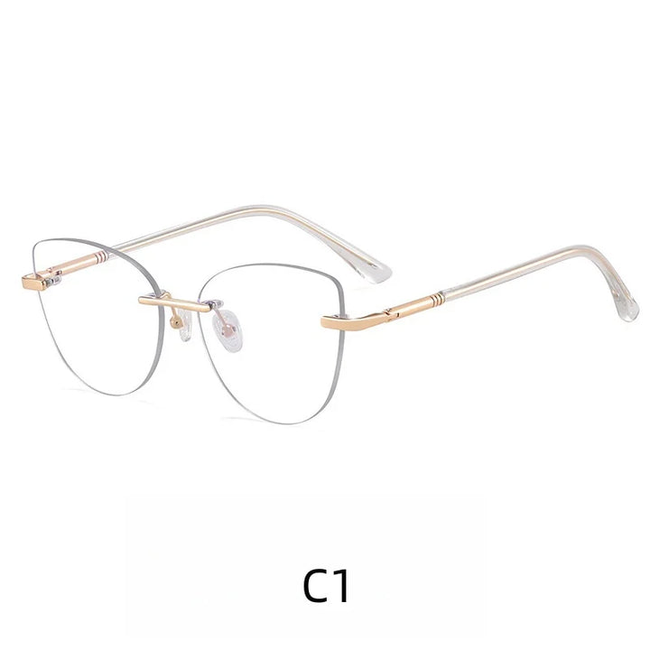 KatKani Women's Rimless Cat Eye Alloy Eyeglasses 83601 Rimless KatKani Eyeglasses C1  