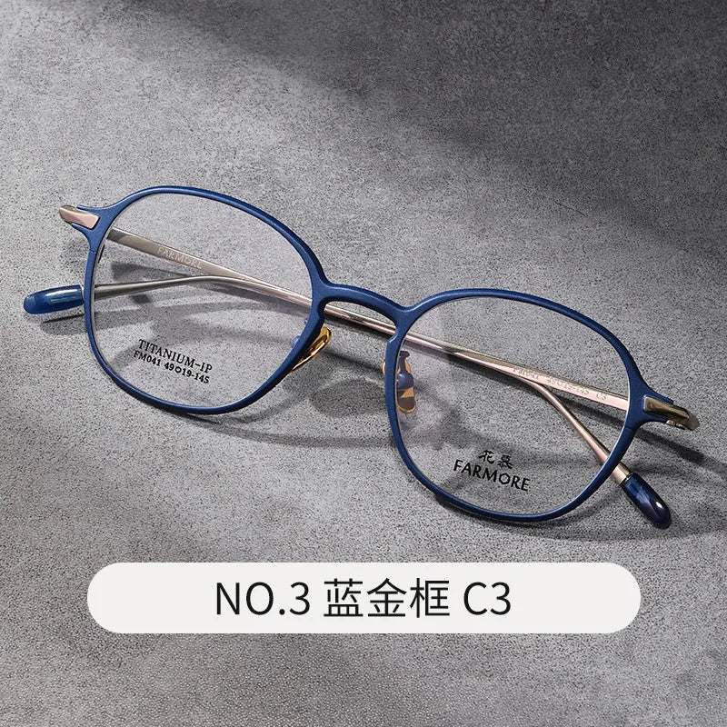 Reven Jate Unisex Full Rim Oval Round Titanium Eyeglasses 69041