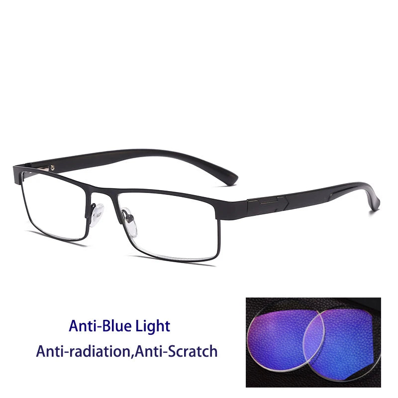 Kocolior Men's Full Rim Square Stainless Steel Reading Glasses 429070