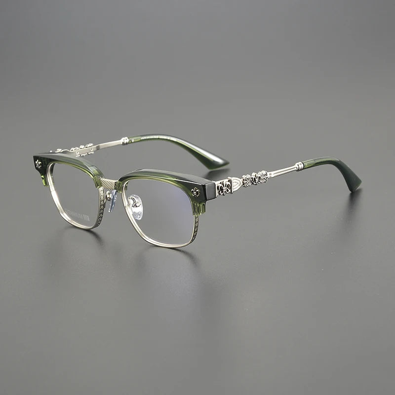 Nobler Unisex Full Rim Square Acetate Titanium Eyeglasses 8224 Full Rim Nobler C5  