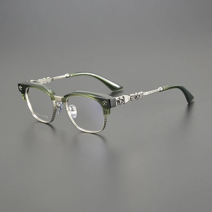 Nobler Unisex Full Rim Square Acetate Titanium Eyeglasses 8224 Full Rim Nobler C5  