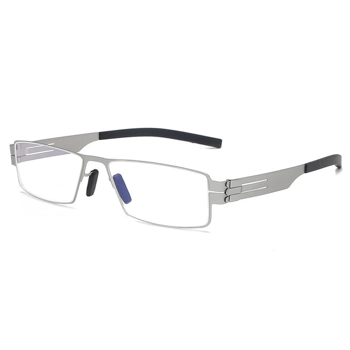 Black Mask Unisex Full Rim Square Stainless Steel Eyeglasses Ib005 Full Rim Black Mask Silver  