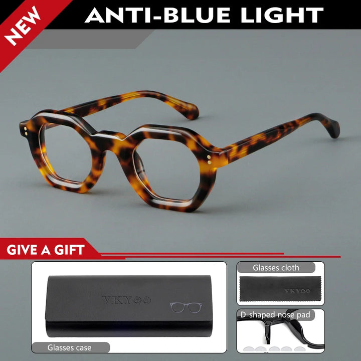 Vicky Unisex Full Rim Flat Top Hexagon Acetate Reading Glasses 629002