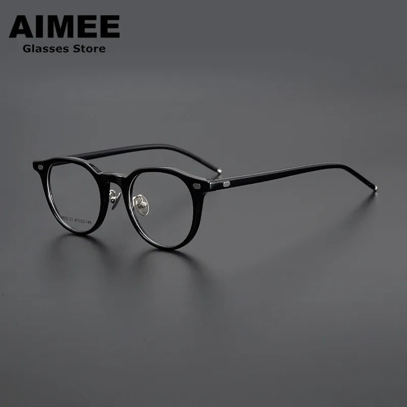 Aimee Unisex Full Rim Square Oval Acetate Titanium Eyeglasses  639002