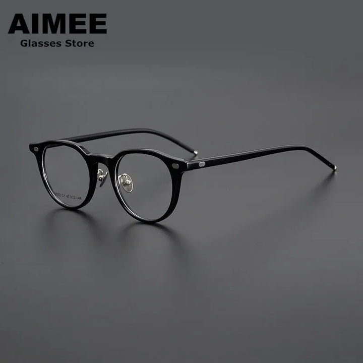 Aimee Unisex Full Rim Square Oval Acetate Titanium Eyeglasses  639002
