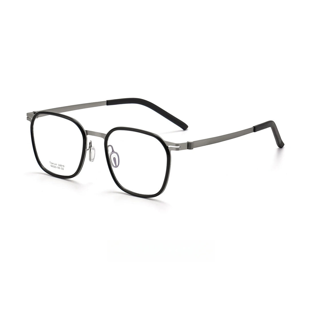 Yimaruili Unisex Full Rim Square Tr 90 Titanium Eyeglasses Y2619 Full Rim Yimaruili Eyeglasses Black  