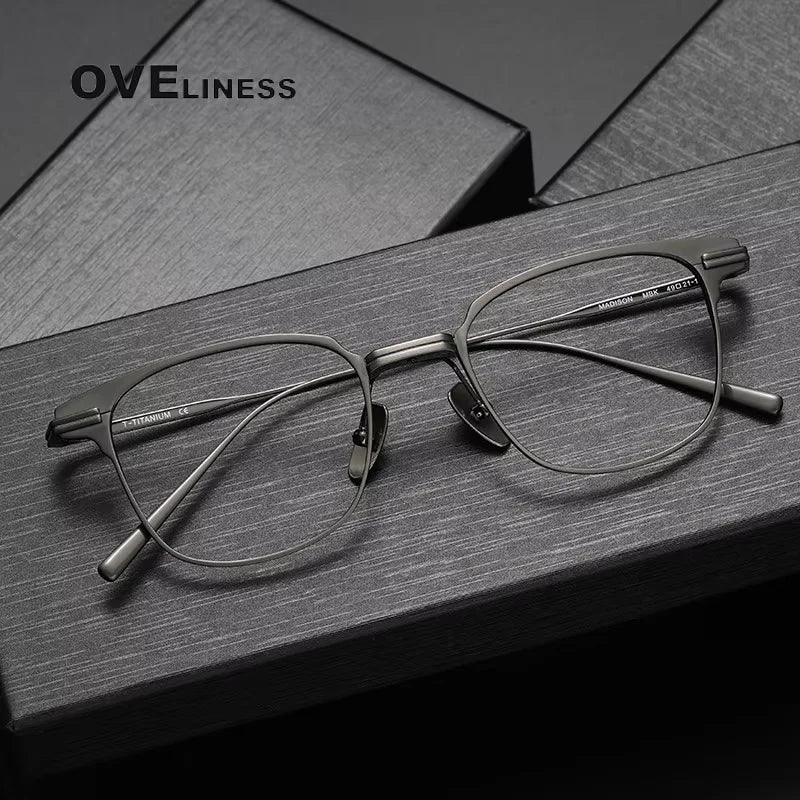 Oveliness Unisex Full Rim Square Titanium Acetate Eyeglasses 14521 Full Rim Oveliness   