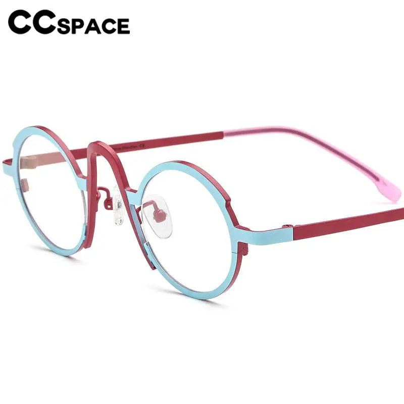 CCSpace Unisex Full Rim Round Titanium Eyeglasses 56882 Full Rim CCspace   