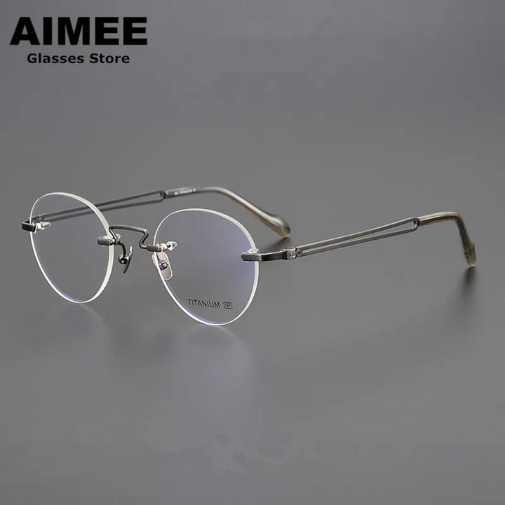 Aimee Unisex Rimless Round Titanium Eyeglasses 19063 Rimless Aimee   