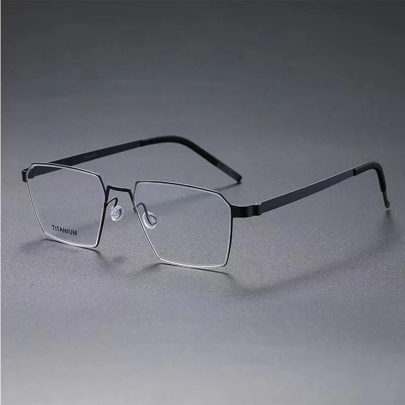 Aimee Unisex Full Rim Polygon Screwless Titanium Eyeglasses 9628 Full Rim Aimee Black  