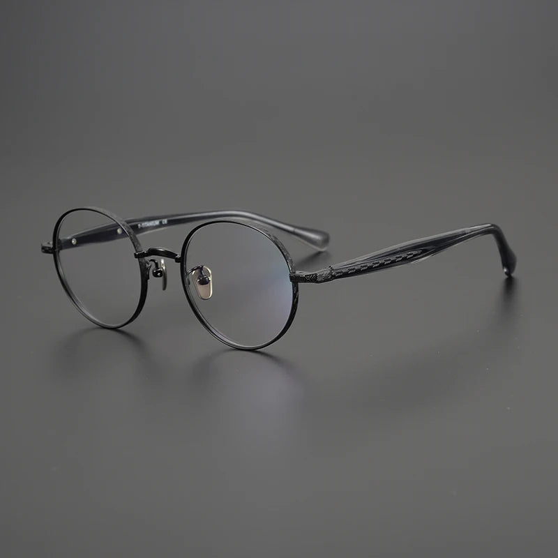 Black Mask Women's Full Rim Round Titanium Acetate Eyeglasses 711216