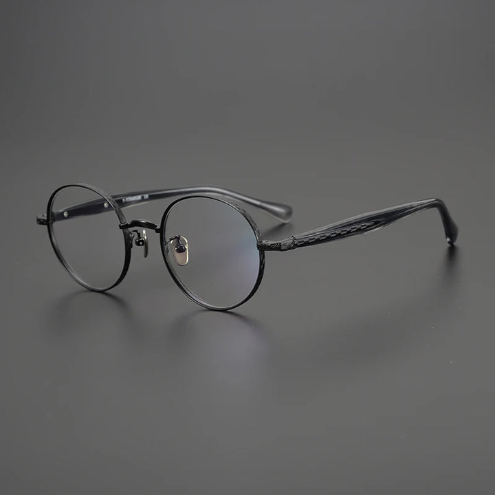 Black Mask Women's Full Rim Round Titanium Acetate Eyeglasses 711216