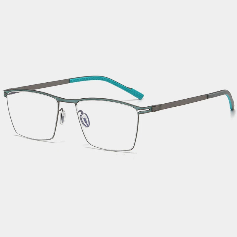 Gatenac Unisex Full Rim Square Titanium Eyeglasses Gxyj1147 Full Rim Gatenac Green Gun  