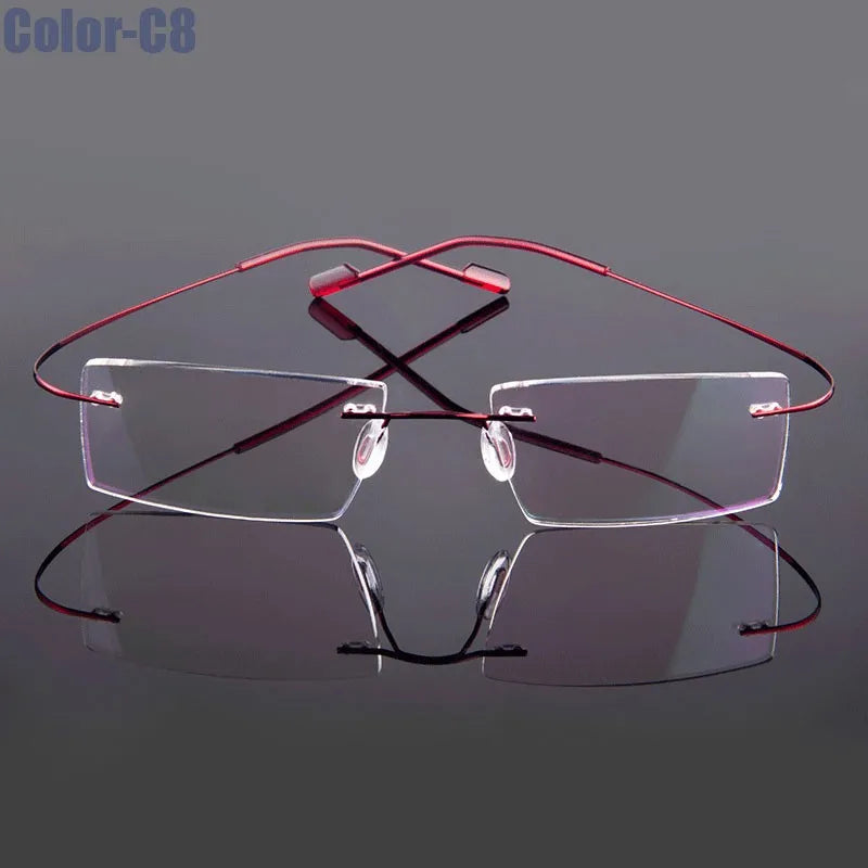 Hotony Unisex Rimless Alloy Prescription Eyeglasses 5018 - view 13