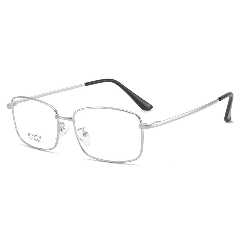 Bclear Women's Full Rim Square Titanium Eyeglasses 48013 Full Rim Bclear Silver  