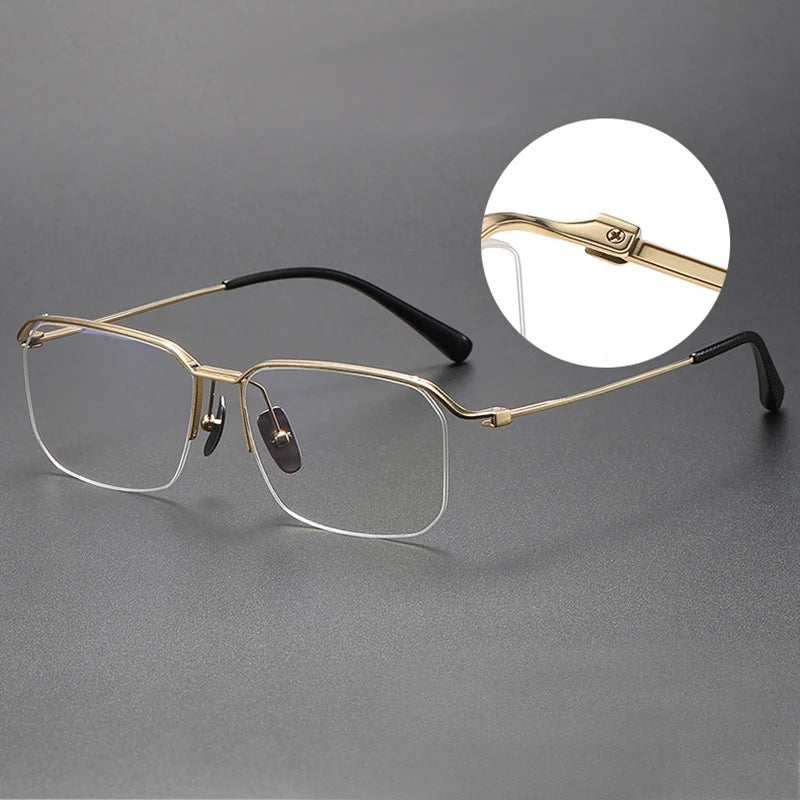 Black Mask Women's Semi Rim Square Titanium Eyeglasses 4423 Semi Rim Black Mask   