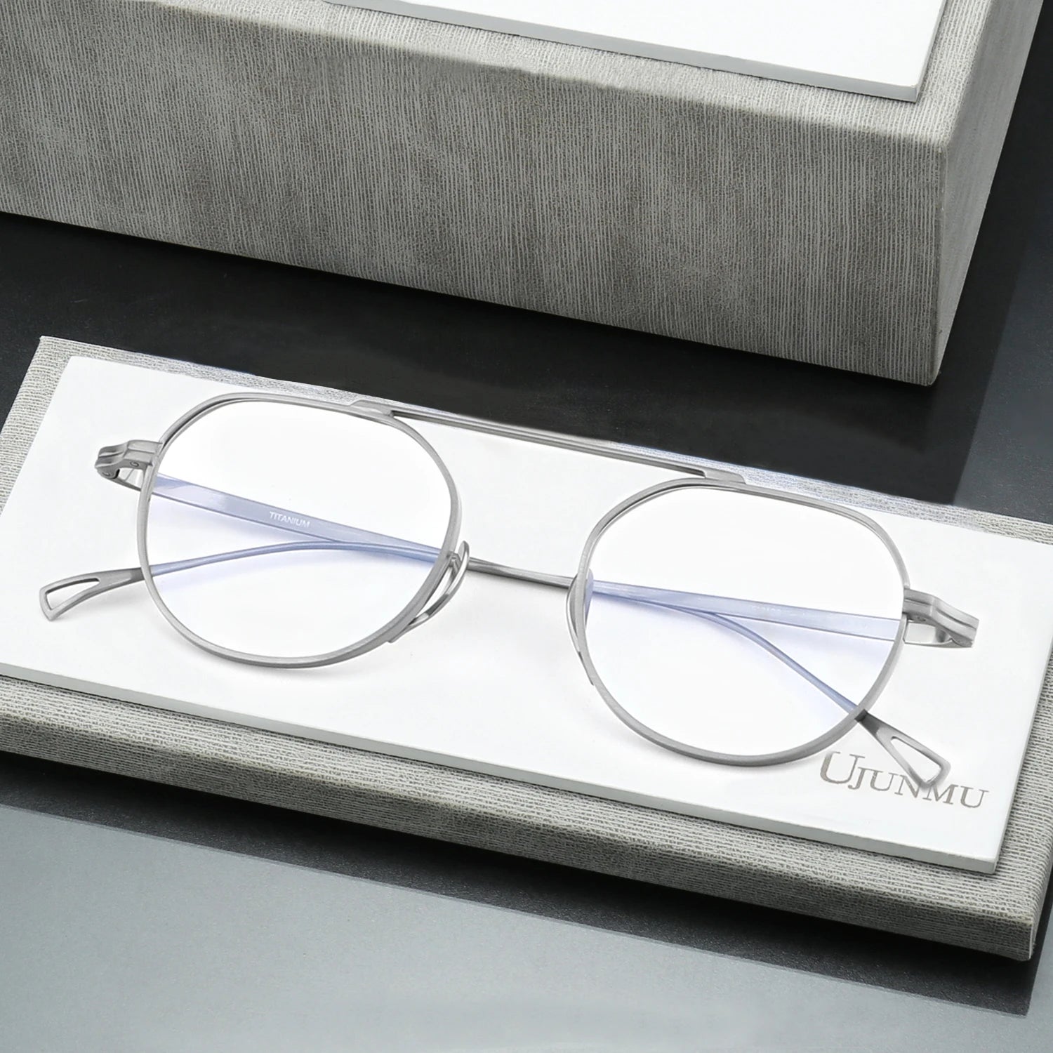 Black Mask Unisex Full Rim Polygon Square Titanium Eyeglasses 49503 Full Rim Black Mask