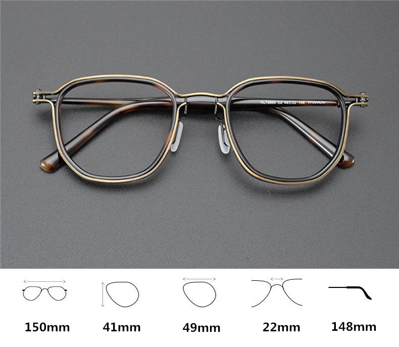 Black Mask Unisex Full Rim Big Square Titanium Acetate Eyeglasses 25865