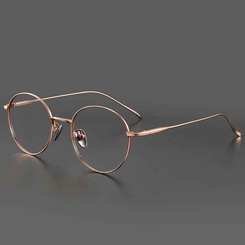 Yimaruili Unisex Full Rim Round Titanium Eyeglasses Y1644 Full Rim Yimaruili Eyeglasses Rose Gold  