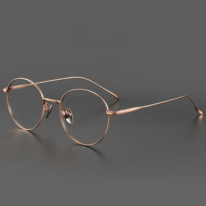 Yimaruili Unisex Full Rim Round Titanium Eyeglasses Y1644 Full Rim Yimaruili Eyeglasses Rose Gold  