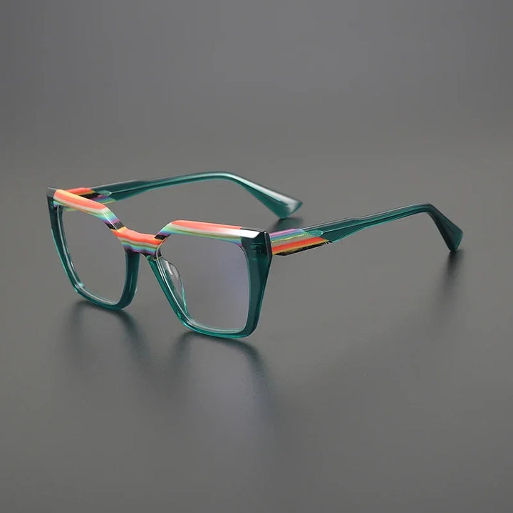 Hewei Unisex Full Rim Flat Top Square Thick Acetate Eyeglasses 98268 Full Rim Hewei C6 CHINA