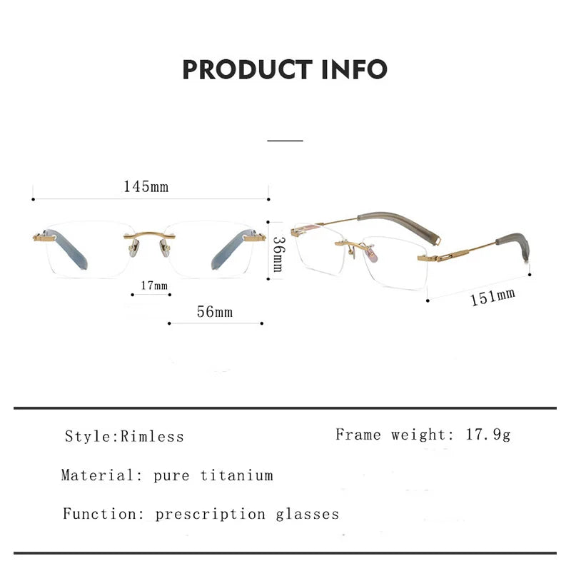 Hdcrafter Unisex Rimless Polygon Square Titanium Eyeglasses 680814