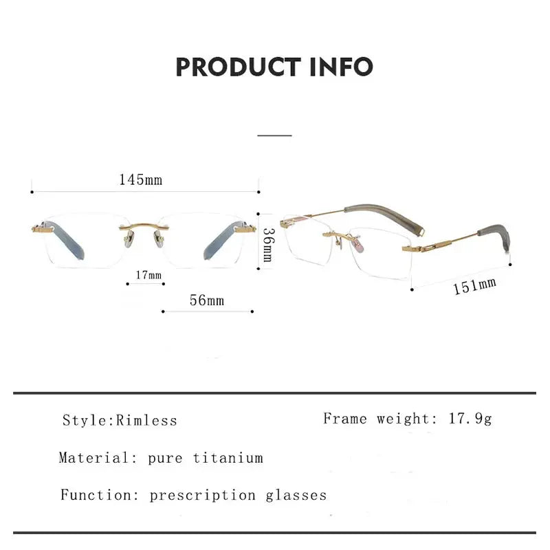 Hdcrafter Men's Rimless Square Titanium Frames 808140 Hdcrafter Eyeglasses