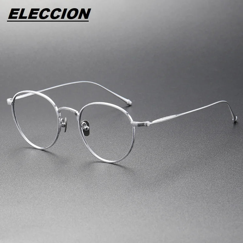 Eleccion Women's Full Rim Oval Round Titanium Eyeglasses 44308 Full Rim Eleccion Silver CHINA