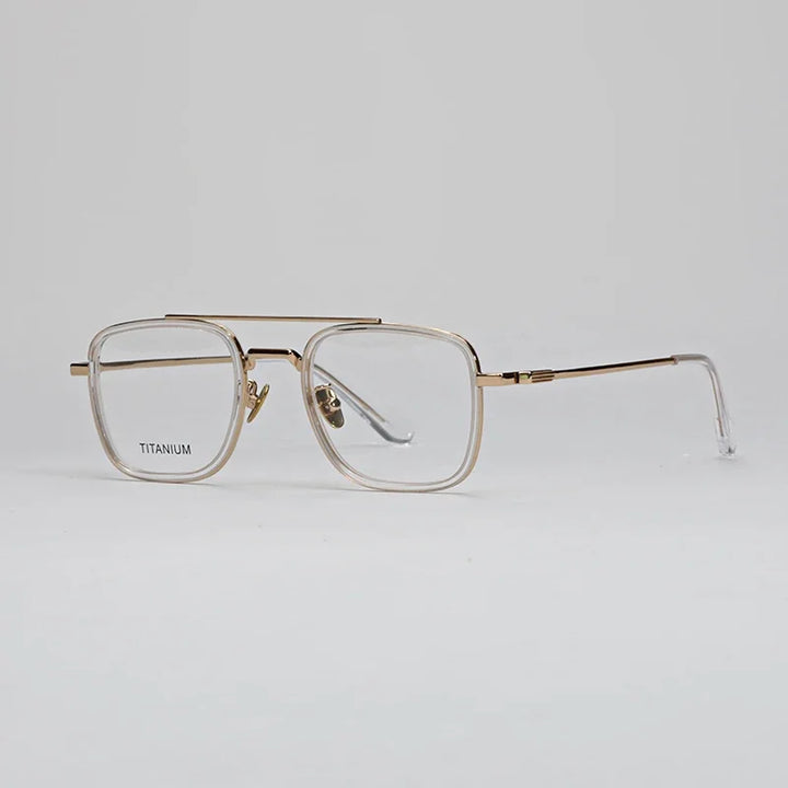 Hewei Unisex Full Rim Square Double Bridge Acetate Titanium Eyeglasses 19637 Full Rim Hewei C5  