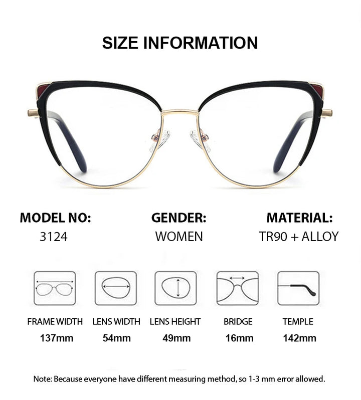 Summer Flower Women's Full Rim Oval Cat Eye Tr 90 Titanium Eyeglasses 31247