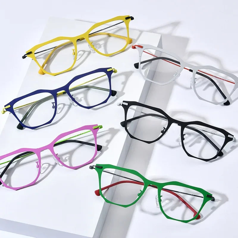 Hewei Unisex Full Rim Irregular Square Titanium Eyeglasses 14551 Full Rim Hewei