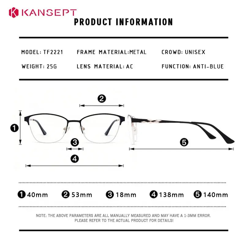 Kansept Women's Semi Rim Square Acetate Frames 222100 FuzWeb