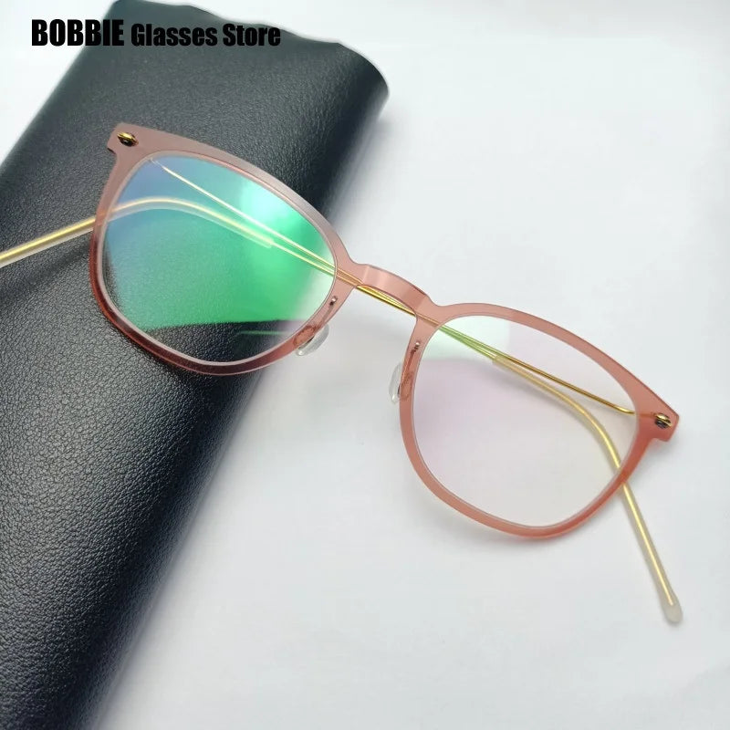 Bobbie Unisex Full Rim Square Acetate Titanium Eyeglasses 596609