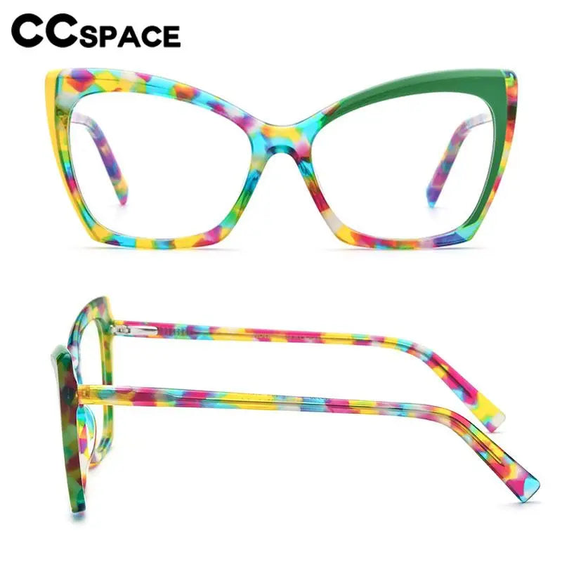 CCSpace Unisex Full Rim Cat Eye Acetate Eyeglasses 56921 Full Rim CCspace   