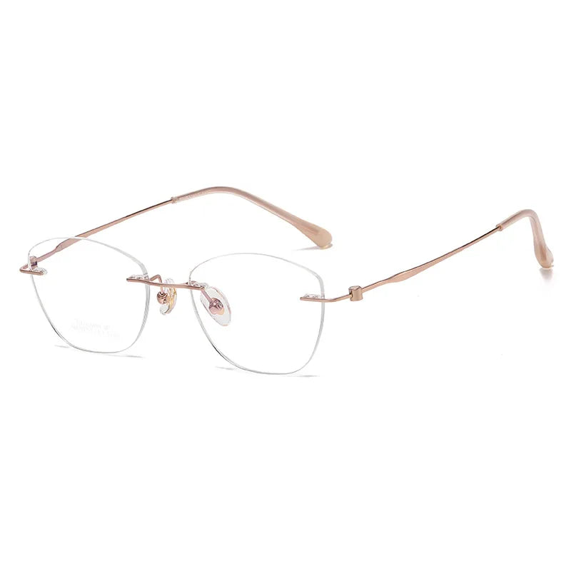 Momoja Women's Rimless Square Cat Eye Titanium Eyeglasses 60204