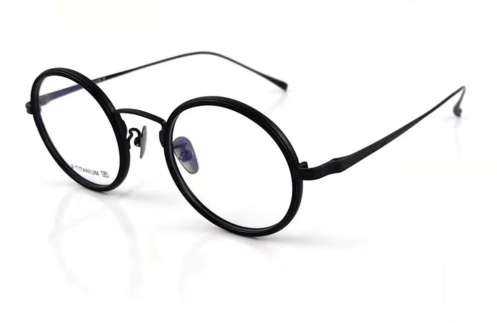 Aimee Unisex Full Rim Round Oval Titanium Eyeglasses 1061 Full Rim Aimee BLACK  