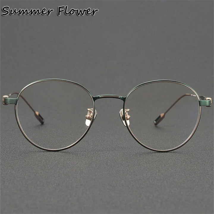 Summer Flower Women's Full Rim Oval Round Titanium Eyeglasses 13719 Full Rim Summer Flower