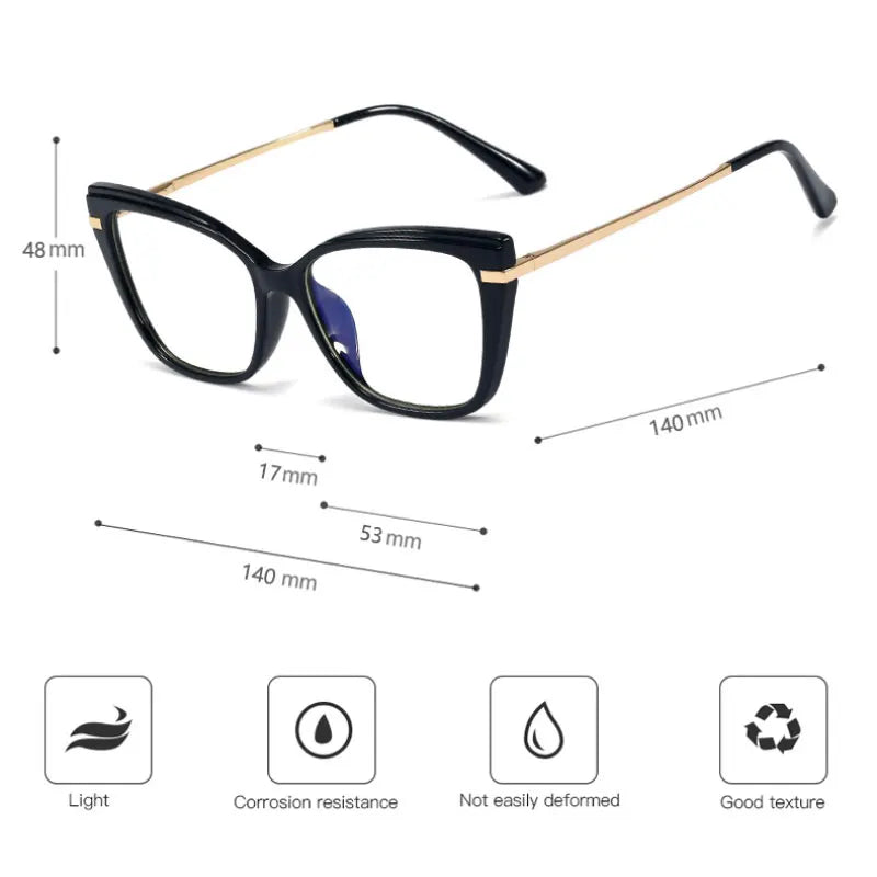 Handoer Women's Full Rim Square Cat Eye Tr 90 Alloy Eyeglasses 95763