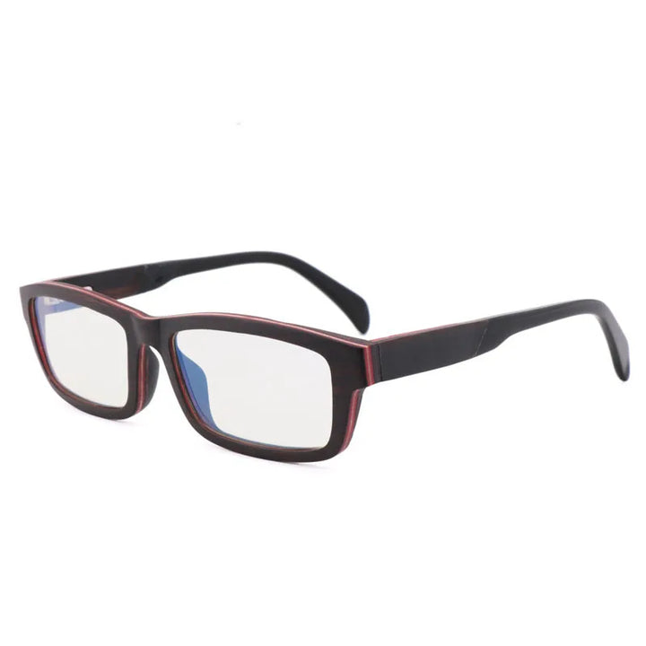 Hdcrafter Men's Full Rim Square Wood Acetate Eyeglasses 56028