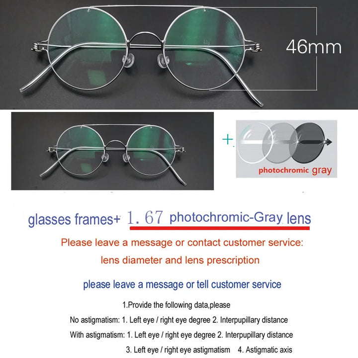 Yujo Unisex Full Rim Round Double Bridge Stainless Steel Eyeglasses Y4622 Full Rim Yujo C6 CHINA 